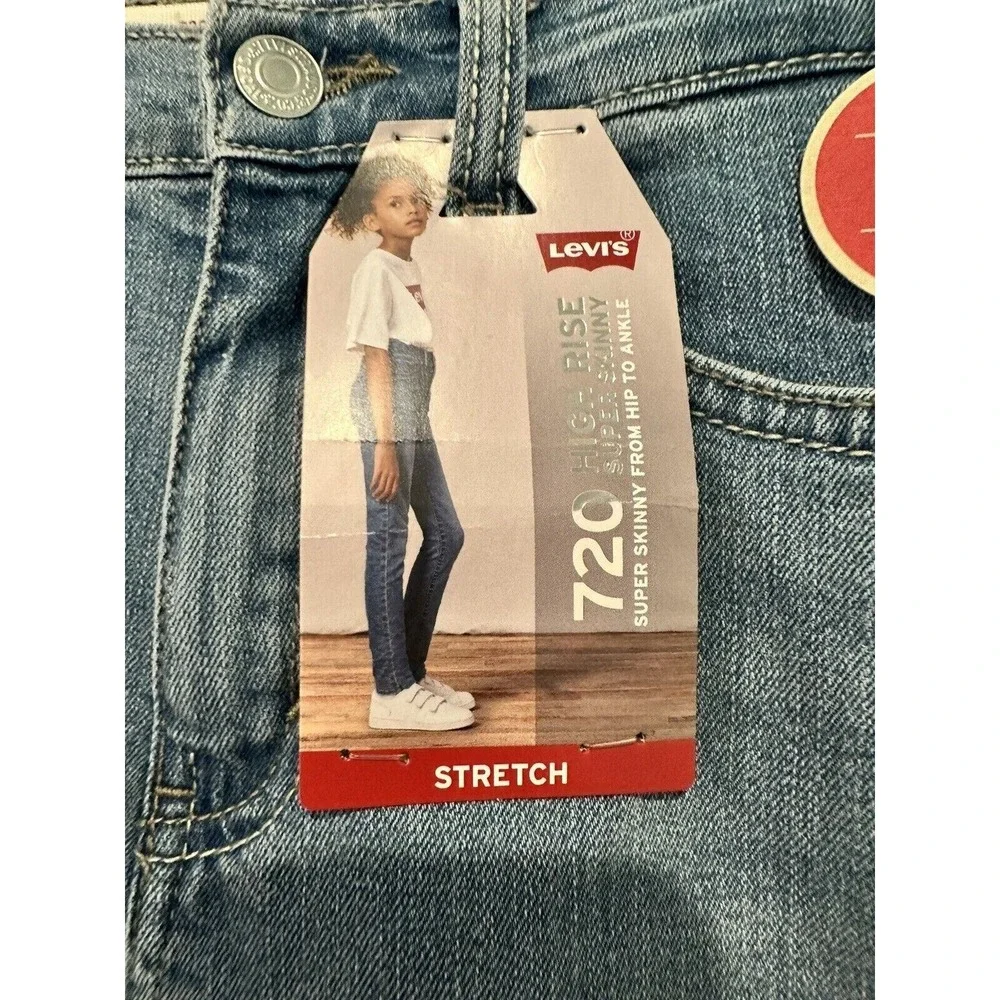 Levis‎ Girls 720 High Rise Super Skinny Jeans Blue Stretch Denim Size 12 Regular